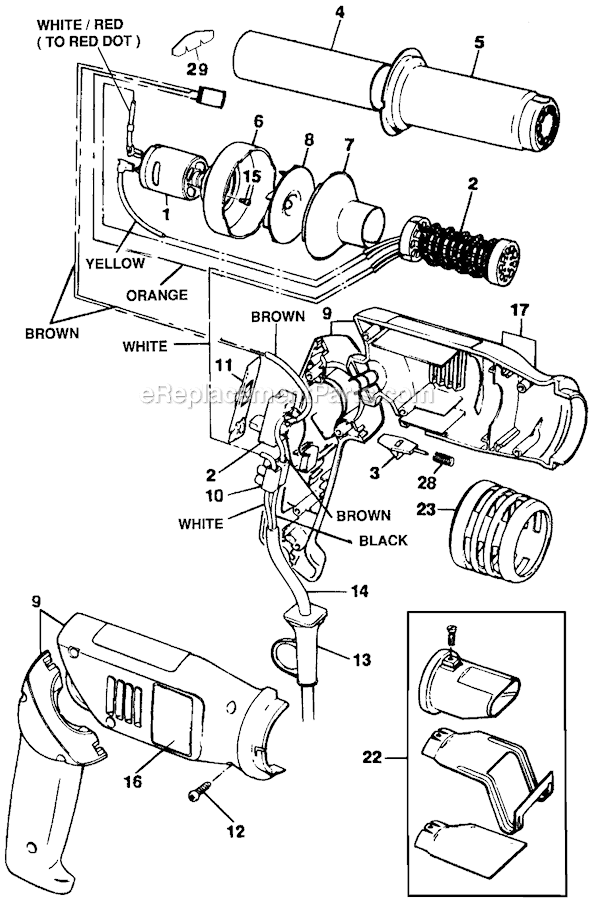 Page A Diagram and Parts List for 9778 Type 2 Black and Decker Heat Gun